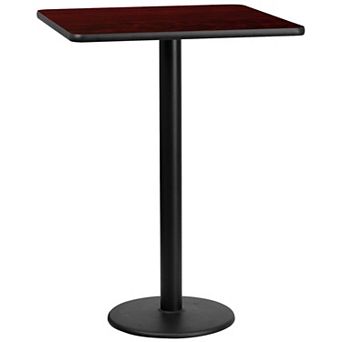 Flash Furniture 30'' Square Laminate Table Top with 18'' Round Bar Height Table Base
