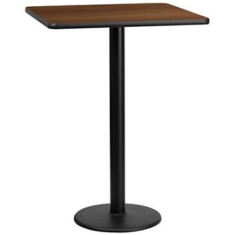 Flash Furniture 30'' Square Laminate Table Top with 18'' Round Bar Height Table Base