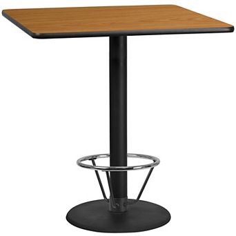 Flash Furniture 42'' Square Laminate Table Top with 24'' Round Bar Height Table Base
