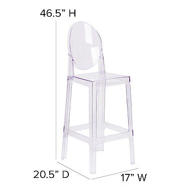 Flash Furniture Ghost Barstool with Oval Back in Transparent Crystal - Wedding Chairs