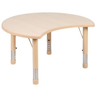 Flash Furniture 25.125"W x 35.5"L Crescent Plastic Adjustable Activity Table-Seats 4