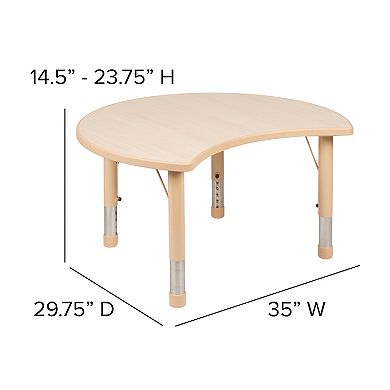Flash Furniture 25.125"W x 35.5"L Crescent Plastic Adjustable Activity Table-Seats 4