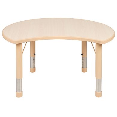 Flash Furniture 25.125"W x 35.5"L Crescent Plastic Adjustable Activity Table-Seats 4