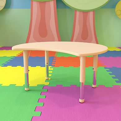 Flash Furniture 25.125"W x 35.5"L Crescent Plastic Adjustable Activity Table-Seats 4