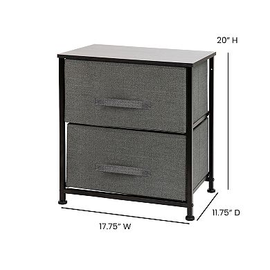 Flash Furniture 2 Drawer Storage Stand with Wood Top & Dark Fabric Pull Drawers