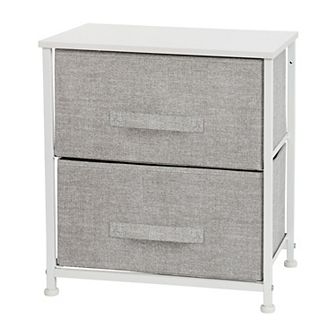Flash Furniture 2 Drawer Storage Stand with Wood Top & Dark Fabric Pull Drawers
