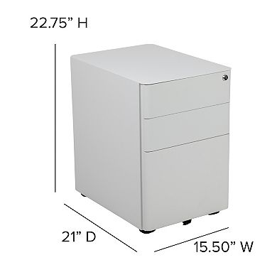 Flash Furniture Modern 3-Drawer Mobile Locking Filing Cabinet Storage Organizer