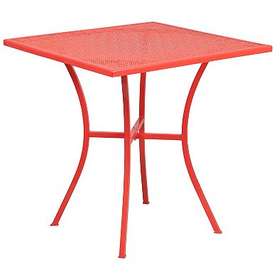 Flash Furniture 28'' Square Indoor-Outdoor Steel Patio Table Set with 4 Square Back Chairs