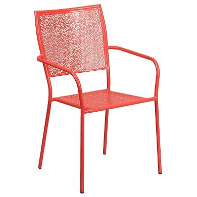 Flash Furniture 28'' Square Indoor-Outdoor Steel Patio Table Set with 4 Square Back Chairs