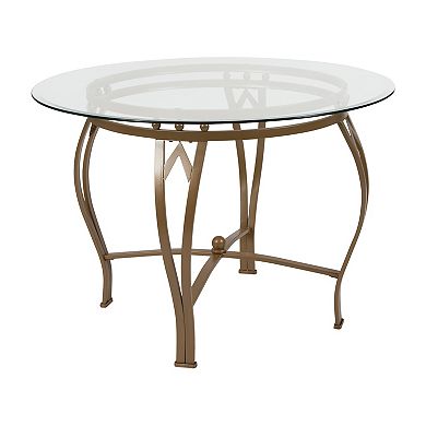Flash Furniture Syracuse 42'' Round Glass Dining Table with Bowed Out Metal Frame