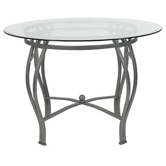 Flash Furniture Syracuse 42'' Round Glass Dining Table with Bowed Out Metal Frame