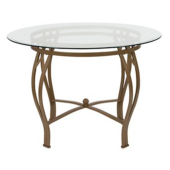 Flash Furniture Syracuse 42'' Round Glass Dining Table with Bowed Out Metal Frame