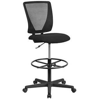 Flash Furniture Mid-Back Mesh Drafting Chair with Fabric Seat and Adjustable Foot Ring