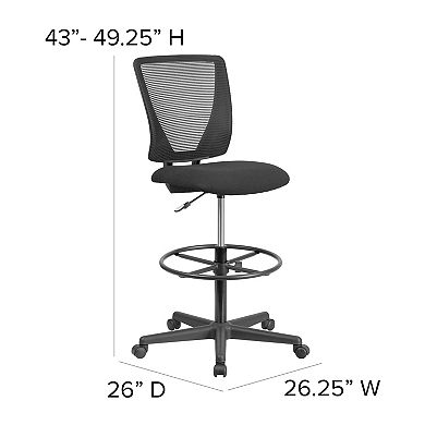 Flash Furniture Mid-Back Mesh Drafting Chair with Fabric Seat and Adjustable Foot Ring