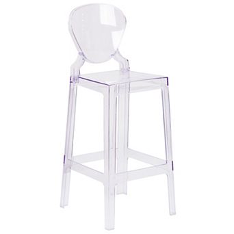 Flash Furniture Ghost Barstool with Tear Back in Transparent Crystal - Wedding Chairs