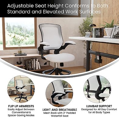 Flash Furniture Mid-Back Mesh Ergonomic Drafting Chair with Foot Ring and Flip-Up Arms