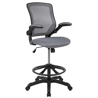 Flash Furniture Mid-Back Mesh Ergonomic Drafting Chair with Foot Ring and Flip-Up Arms