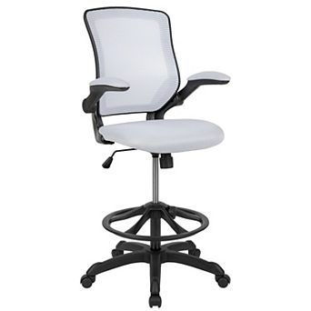 Flash Furniture Mid-Back Mesh Ergonomic Drafting Chair with Foot Ring and Flip-Up Arms
