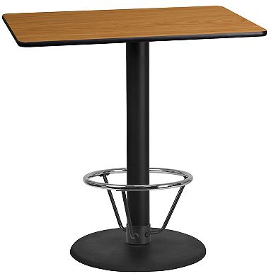 Flash Furniture 24'' x 42'' Rectangular Laminate Table Top with 24'' Round Bar Height Table Base