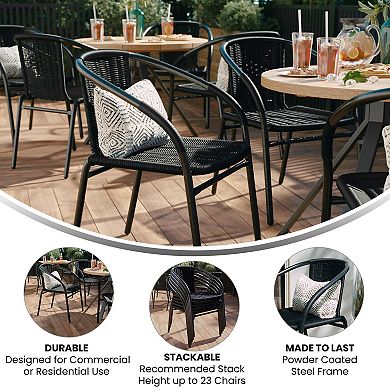 Flash Furniture 2 Pack Rattan Indoor-Outdoor Restaurant Stack Chair