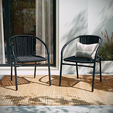 Flash Furniture 2 Pack Rattan Indoor-Outdoor Restaurant Stack Chair