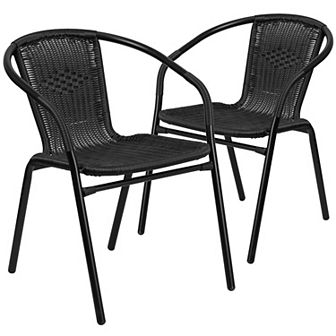 Flash Furniture 2 Pack Rattan Indoor-Outdoor Restaurant Stack Chair