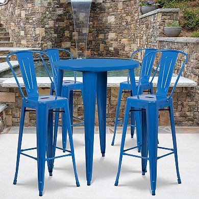 Flash Furniture 30'' Round Metal Indoor-Outdoor Bar Table Set with 4 Cafe Stools