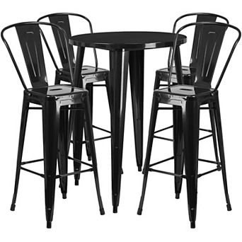 Flash Furniture 30'' Round Metal Indoor-Outdoor Bar Table Set with 4 Cafe Stools