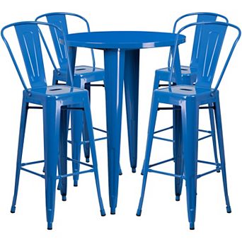 Flash Furniture 30'' Round Metal Indoor-Outdoor Bar Table Set with 4 Cafe Stools