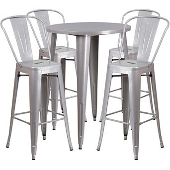 Flash Furniture 30'' Round Metal Indoor-Outdoor Bar Table Set with 4 Cafe Stools