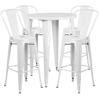Flash Furniture 30'' Round Metal Indoor-Outdoor Bar Table Set with 4 Cafe Stools