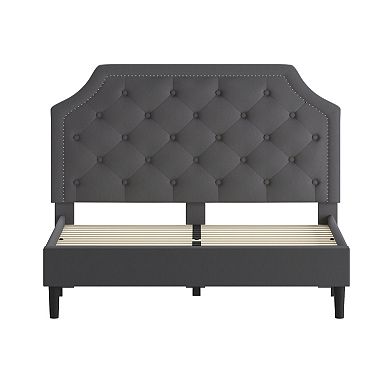 Flash Furniture Arched Button Tufted Upholstered Platform Bed Frame - No Box Spring Required