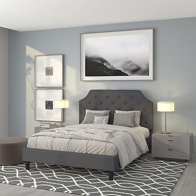 Flash Furniture Arched Button Tufted Upholstered Platform Bed Frame - No Box Spring Required