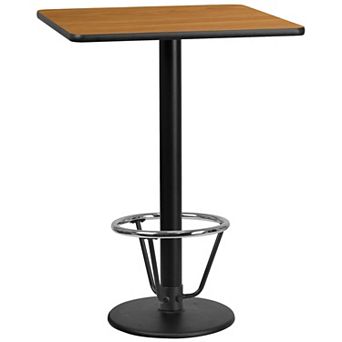 Flash Furniture 30'' Square Laminate Table Top with 18'' Round Bar Height Table Base