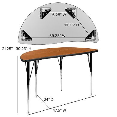 Flash Furniture 2 Piece 47.5" Circle Wave Flexible Grey Adjustable Activity Table Set