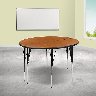 Flash Furniture 2 Piece 47.5" Circle Wave Flexible Grey Adjustable Activity Table Set