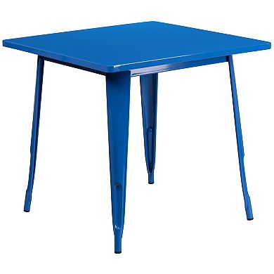 Flash Furniture 31.5'' Square Metal Indoor-Outdoor Table Set with 4 Arm Chairs