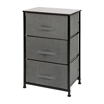 Flash Furniture 3 Drawer Vertical Storage Dresser with Wood Top & Fabric Pull Drawers