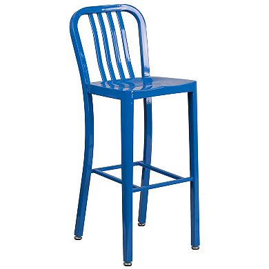 Flash Furniture 24'' Round Metal Indoor-Outdoor Bar Table Set with 2 Vertical Slat Back Stools