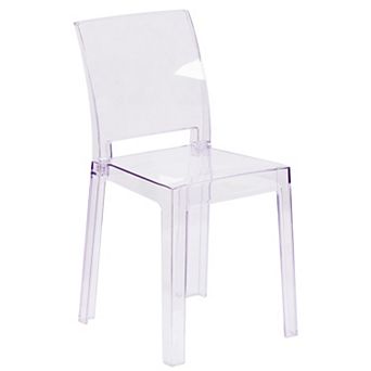 Flash Furniture Ghost Chair with Square Back in Transparent Crystal - Wedding Chairs
