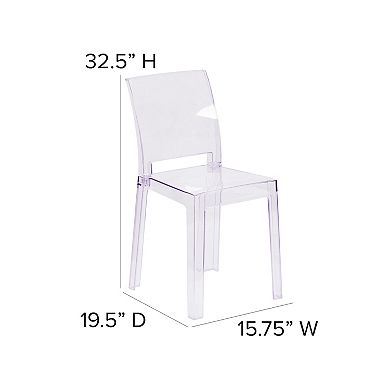 Flash Furniture Ghost Chair with Square Back in Transparent Crystal - Wedding Chairs