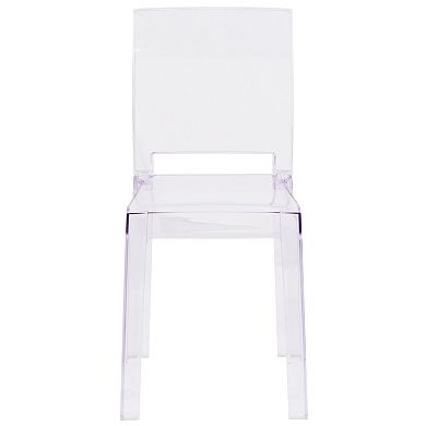 Flash Furniture Ghost Chair with Square Back in Transparent Crystal - Wedding Chairs