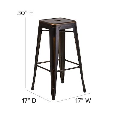 Flash Furniture 30" High Backless Distressed Metal Indoor-Outdoor Barstool - Patio Chair