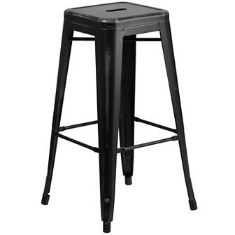 Flash Furniture 30" High Backless Distressed Metal Indoor-Outdoor Barstool - Patio Chair