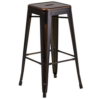 Flash Furniture 30" High Backless Distressed Metal Indoor-Outdoor Barstool - Patio Chair