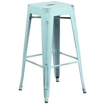 Flash Furniture 30" High Backless Distressed Metal Indoor-Outdoor Barstool - Patio Chair