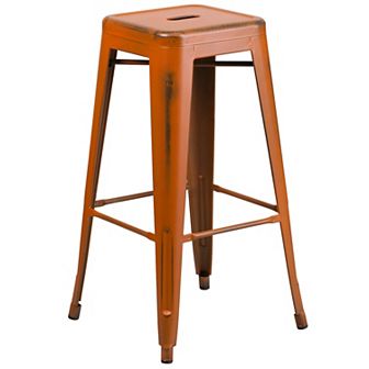 Flash Furniture 30" High Backless Distressed Metal Indoor-Outdoor Barstool - Patio Chair