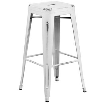 Flash Furniture 30" High Backless Distressed Metal Indoor-Outdoor Barstool - Patio Chair