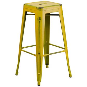 Flash Furniture 30" High Backless Distressed Metal Indoor-Outdoor Barstool - Patio Chair