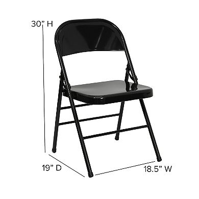 Flash Furniture 2 Pack Triple Braced & Double Hinged Metal Folding Chair